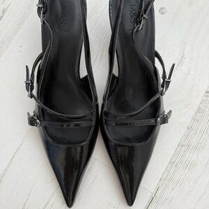 M&S Black Patent Leather Heels